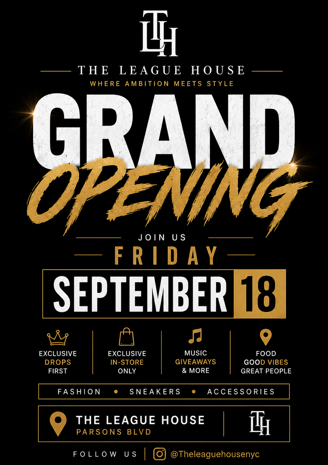 The League House Grand Opening — Friday, September 18 on Parsons Boulevard
